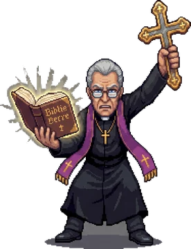 Sacerdote alzando la cruz